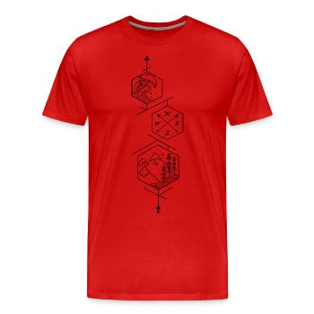 hexagones - T-shirt bio Premium Homme - rouge - Devant - Damien (186cm)