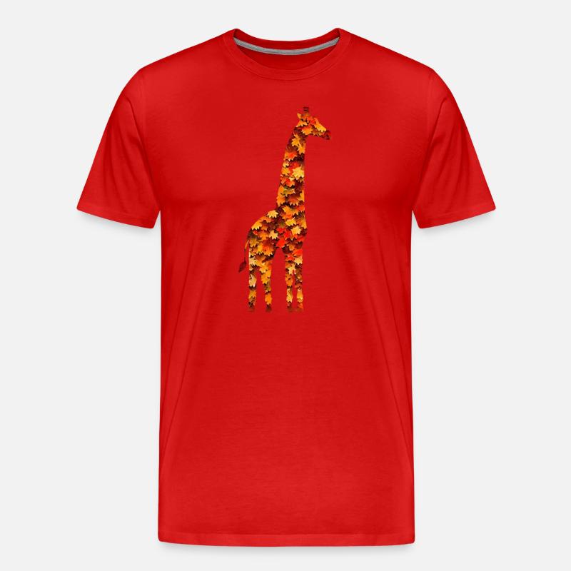 Herbstgiraffe - Männer Premium Bio T-Shirt - Rot