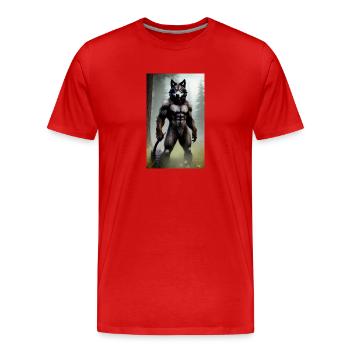 Loup-garou | Loup | Créatures mythiques | Monstres | Mystique - T-shirt bio Premium Homme - rouge - Devant - Damien (186cm)