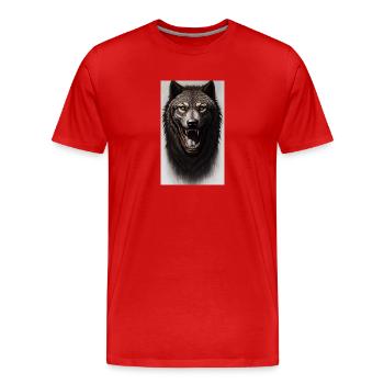Loup-garou | Loup | Créatures mythiques | Monstres | Mystique - T-shirt bio Premium Homme - rouge - Devant - Damien (186cm)