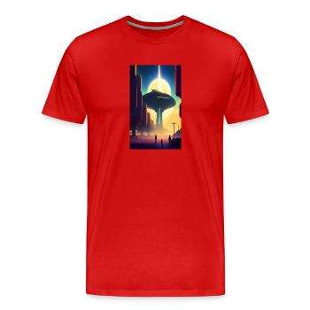 Alien | UFO | Raumschiff | UAP | außerirdische - Männer Premium Bio T-Shirt - Rot - Vorne - Damien (186cm)