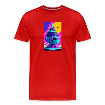 Alien | UFO | Raumschiff | UAP | außerirdische - Männer Premium Bio T-Shirt - Rot - Vorne - Damien (186cm)