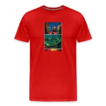 Alien | UFO | Raumschiff | UAP | außerirdische - Männer Premium Bio T-Shirt - Rot - Vorne - Damien (186cm)