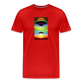 Alien | UFO | Raumschiff | UAP | außerirdische - Männer Premium Bio T-Shirt - Rot - Vorne - Damien (186cm)
