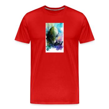Alien | UFO | Raumschiff | UAP | außerirdische - Männer Premium Bio T-Shirt - Rot - Vorne - Damien (186cm)