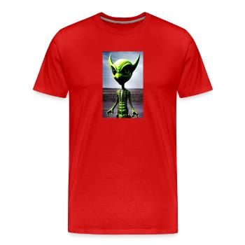 Alien | UFO | Raumschiff | UAP | außerirdische - Männer Premium Bio T-Shirt - Rot - Vorne - Damien (186cm)