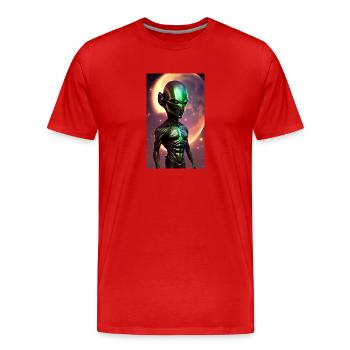 Alien | UFO | Raumschiff | UAP | außerirdische - Männer Premium Bio T-Shirt - Rot - Vorne - Damien (186cm)