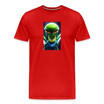 Alien | UFO | Raumschiff | UAP | außerirdische - Männer Premium Bio T-Shirt - Rot - Vorne - Damien (186cm)