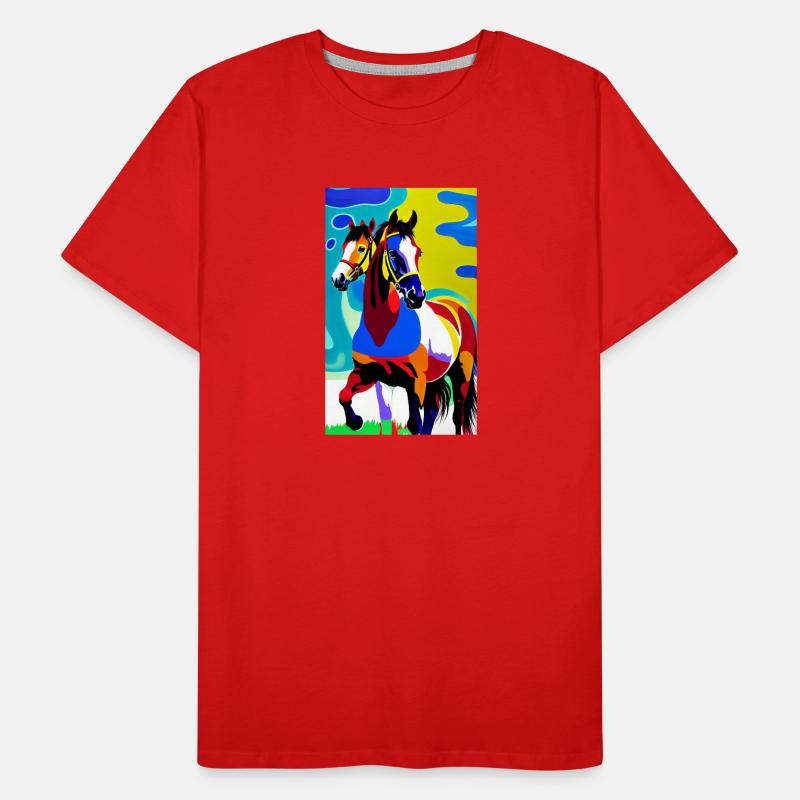 Pferd | reiten | Tier | Reittier | Impressionismus Männer Premium Bio T-Shirt