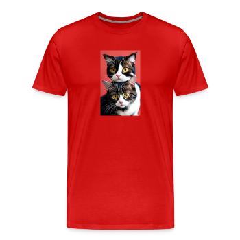 Cat | Pet | Cat Fan | cute | Kitten - Men's Premium Organic T-Shirt - red - Front - Damien (186cm)