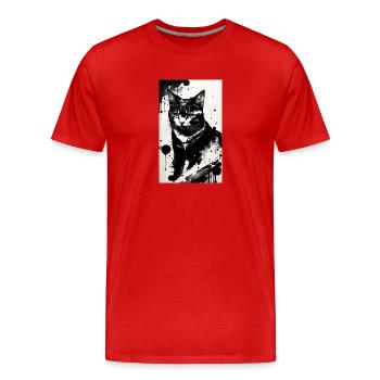 Cat | Pet | Cat Fan | cute | Kitten - Men's Premium Organic T-Shirt - red - Front - Damien (186cm)