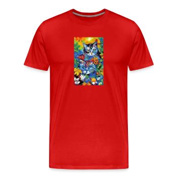 Cat | Pet | Cat Fan | cute | Kitten - Men's Premium Organic T-Shirt - red - Front - Damien (186cm)