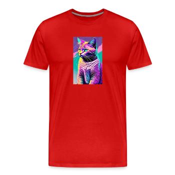 Cat | Pet | Cat Fan | cute | Kitten - Men's Premium Organic T-Shirt - red - Front - Damien (186cm)