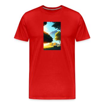 Katze | Haustier | Katzenfan | niedlich | Kätzchen - Männer Premium Bio T-Shirt - Rot - Vorne - Damien (186cm)
