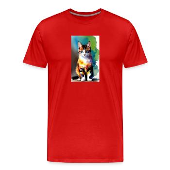 Cat | Pet | Cat Fan | cute | Kitten - Men's Premium Organic T-Shirt - red - Front - Damien (186cm)