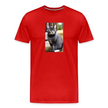 Cat | Pet | Cat Fan | cute | Kitten - Men's Premium Organic T-Shirt - red - Front - Damien (186cm)