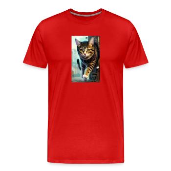 Cat | Pet | Cat Fan | cute | Kitten - Men's Premium Organic T-Shirt - red - Front - Damien (186cm)
