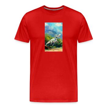 Dinosaures | T-Rex | Tyrannosaure - T-shirt bio Premium Homme - rouge - Devant - Damien (186cm)