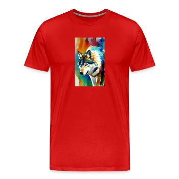 Wolf | Raubtier | Hund | Mystisch - Männer Premium Bio T-Shirt - Rot - Vorne - Damien (186cm)