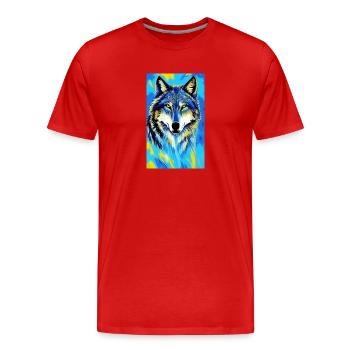 Wolf | Raubtier | Hund | Mystisch - Männer Premium Bio T-Shirt - Rot - Vorne - Damien (186cm)