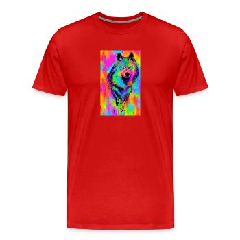 Wolf | Raubtier | Hund | Mystisch - Männer Premium Bio T-Shirt - Rot - Vorne - Damien (186cm)