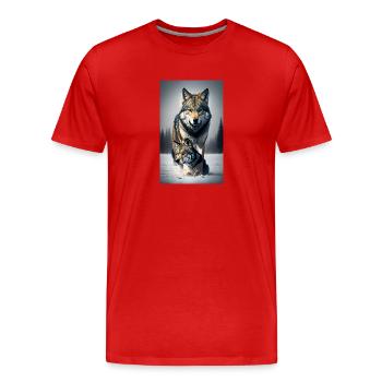 Wolf | Raubtier | Hund | Mystisch - Männer Premium Bio T-Shirt - Rot - Vorne - Damien (186cm)