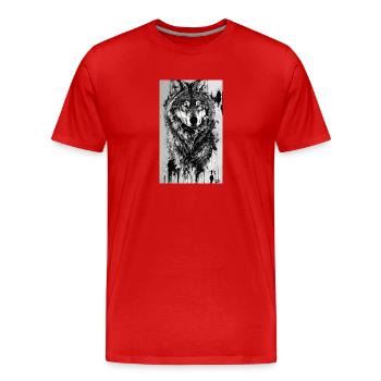 Wolf | Raubtier | Hund | Mystisch - Männer Premium Bio T-Shirt - Rot - Vorne - Damien (186cm)