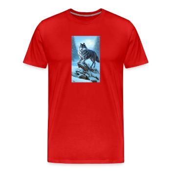 Wolf | Raubtier | Hund | Mystisch - Männer Premium Bio T-Shirt - Rot - Vorne - Damien (186cm)
