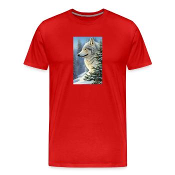 Wolf | Raubtier | Hund | Mystisch - Männer Premium Bio T-Shirt - Rot - Vorne - Damien (186cm)