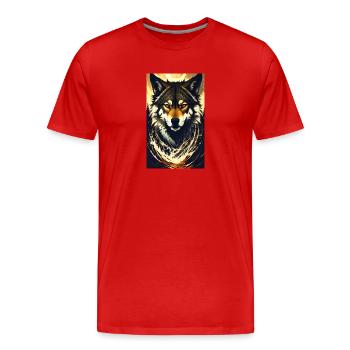 Wolf | Raubtier | Hund | Mystisch - Männer Premium Bio T-Shirt - Rot - Vorne - Damien (186cm)
