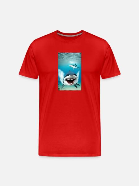 Hai | Weißer Hai | Meerestier | Fisch - Männer Premium Bio T-Shirt - Rot