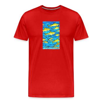 Hai | Weißer Hai | Meerestier | Fisch - Männer Premium Bio T-Shirt - Rot - Vorne - Damien (186cm)