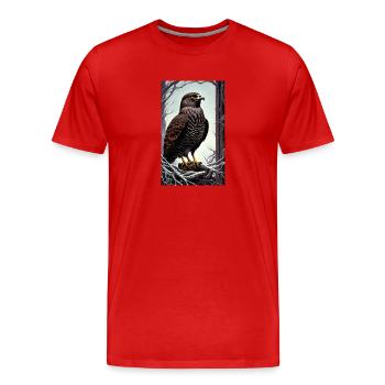 Aigle | Oiseaux | Liberté | Animaux - T-shirt bio Premium Homme - rouge - Devant - Damien (186cm)