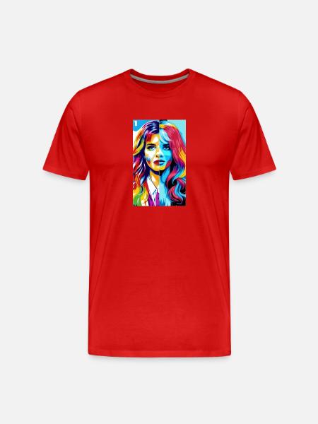 Frau | Gesicht | Mädchen | Anime - Männer Premium Bio T-Shirt - Rot