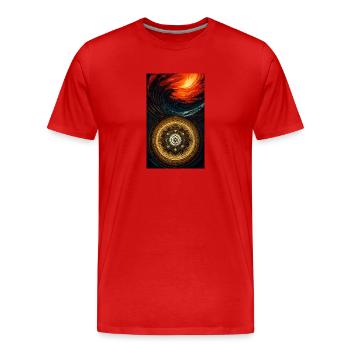 Mystisches Symbol | geheimnisvoll | Symbol - Männer Premium Bio T-Shirt - Rot - Vorne - Damien (186cm)