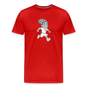 handsome african boy running - T-shirt bio Premium Homme - rouge - Devant - Damien (186cm)