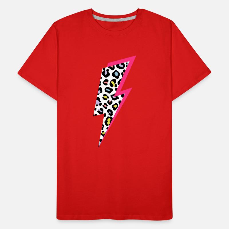 Lightning Leopard Pattern Pastel Colors with Neon Pink Men's Premium Organic T-Shirt