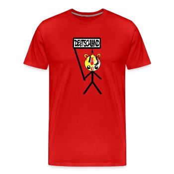 Lustiges Strichmännchen, Fußball Fan , Deutschland - Männer Premium Bio T-Shirt - Rot - Vorne - Damien (186cm)