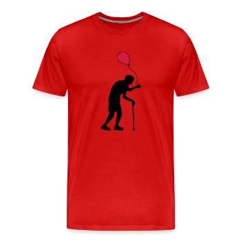 Grandpa with a balloon - Men's Premium Organic T-Shirt - red - Front - Damien (186cm)