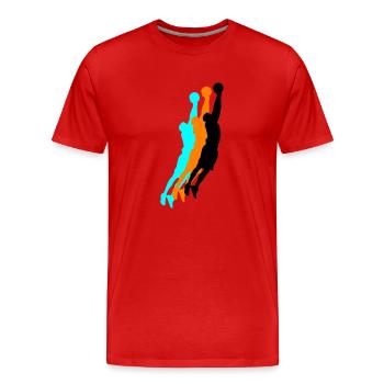 Basketballer Silhouette 3 - Men's Premium Organic T-Shirt - red - Front - Damien (186cm)