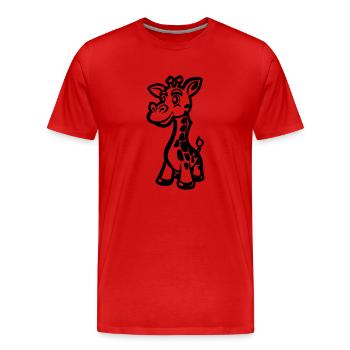 Animal girafe - T-shirt bio Premium Homme - rouge - Devant - Damien (186cm)
