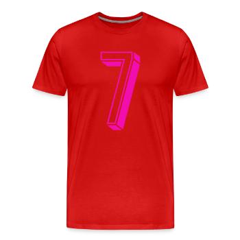 Zahl sieben - Nummer 7 pink Mädchen Trikotnummer - Männer Premium Bio T-Shirt - Rot - Vorne - Damien (186cm)
