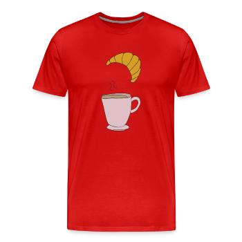 kaffee und croissant - Männer Premium Bio T-Shirt - Rot - Vorne - Damien (186cm)