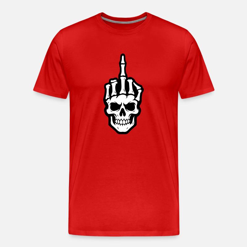 Skelett Mittelfinger - Männer Premium Bio T-Shirt - Rot