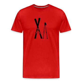 Ski - Männer Premium Bio T-Shirt - Rot - Vorne - Damien (186cm)