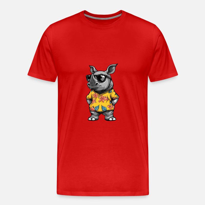 Nashorn Comic Urlaub - Männer Premium Bio T-Shirt - Rot