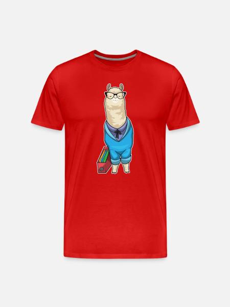 Alpaca Secretary Folder Office - Men's Premium Organic T-Shirt - red
