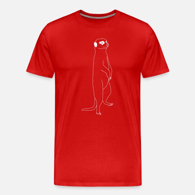 Erdmännchen lineart - Männer Premium Bio T-Shirt - Rot