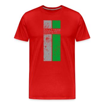 Rally Team Squadra Rally Classic Stripes Design - Männer Premium Bio T-Shirt - Rot - Vorne - Damien (186cm)