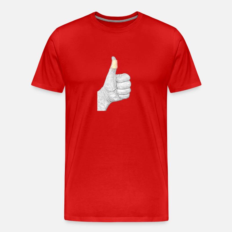 Hand mit Pflaster - Männer Premium Bio T-Shirt - Rot